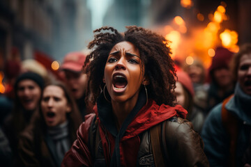 Black woman at a demonstration for the rights of black lives matter. black history month