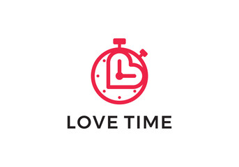 simple love time logo design vector illustration