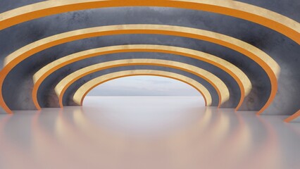 Obraz premium Abstract architecture background arched interior 3d render
