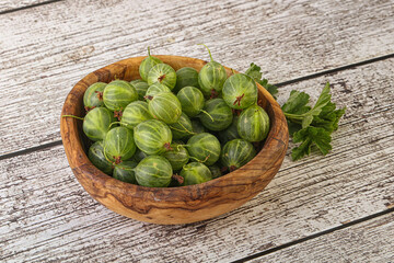 Natural ripe gooseberry heap in the bowl