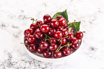 Ripe sweet juicy cherry heap