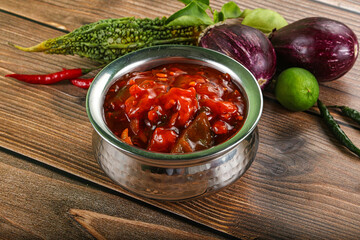 Asian cuisine - prawn in hot garlic sauce