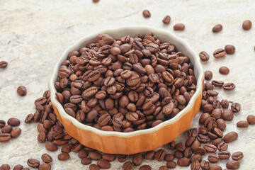 Roasted coffee bean in the bowl