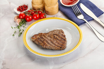 Grilled marble beef steak with sauce