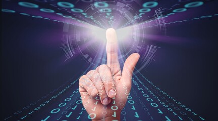 Concept of using modern AI technology with business man