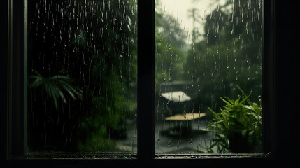 Looking out the window on a rainy day. Generative Ai