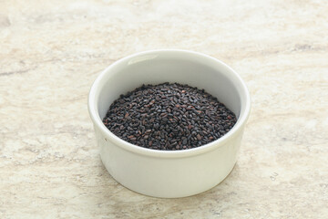 Black sesame seeds in the bowl