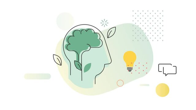 Human Psychology  - Growth Mindset - Abstract Animated Illustration as MP4 File