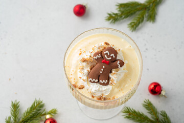 Gingerbread cookie man in a Christmas cocktail