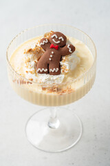 Gingerbread cookie man in a Christmas cocktail
