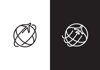 tour and travel logo design. airplane with globe icon vector illustration.	
 - obrazy, fototapety, plakaty