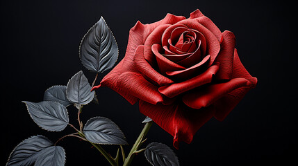 Red Rose in Quiet Aesthetics - A Solitary Beauty Against a Calm Background