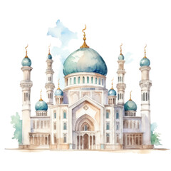 Fototapeta na wymiar watercolor mosque isolated