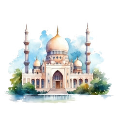 Fototapeta na wymiar watercolor mosque isolated