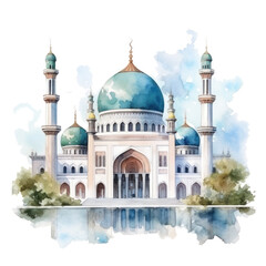 watercolor mosque isolated