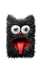 Fototapeta premium Iconos de caras de monstruo peludo negro con fondo transparente