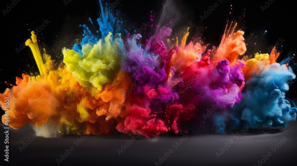 Wall mural vibrant powder explosion: dynamic burst of color on dark background
