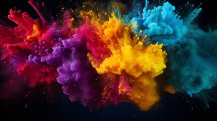 Obraz na płótnie Canvas vibrant powder explosion: dynamic burst of color on dark background