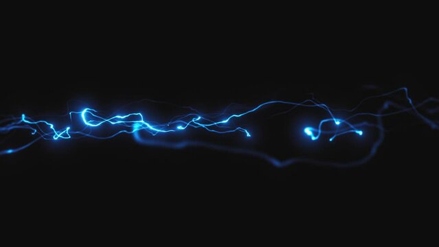 Glowing Distorted Light String In Slow Motion/ 4k animation of an abstract 3d glowing light filament slowly snaking on a distorted path with ambient occlusion and depth of field