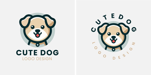 Cute dog logo vector, dog pet logo design vector template, vector illustration of a cute puppy.