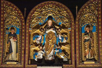 Fototapeta na wymiar Assumption of Mary in Cathedral of Saint Stephen in Metz, France. Religious art background. 