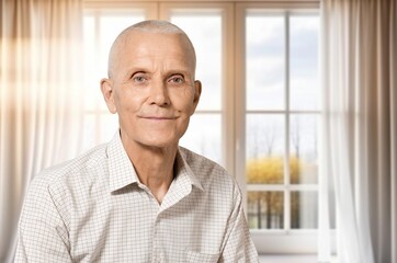 elderly man happy relaxing in the room