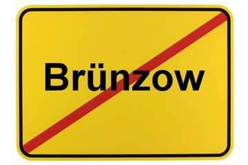 Illustration eines Ortsschildes der Gemeinde Brünzow in Mecklenburg-Vorpommern