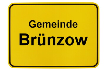 Illustration eines Ortsschildes der Gemeinde Brünzow in Mecklenburg-Vorpommern