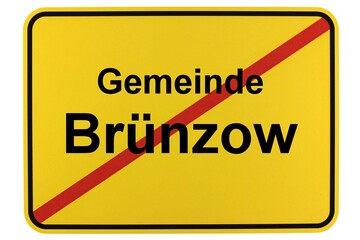 Illustration eines Ortsschildes der Gemeinde Brünzow in Mecklenburg-Vorpommern