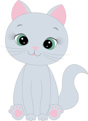 Cute cat kitty illustration grey
