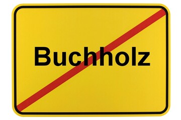 Illustration eines Ortsschildes der Gemeinde Buchholz in Mecklenburg-Vorpommern