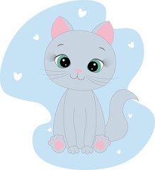 Cute cat kitty illustration grey