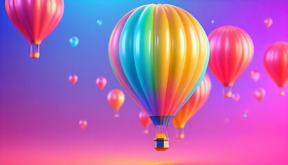 Colorful hologram hot balloon style background.