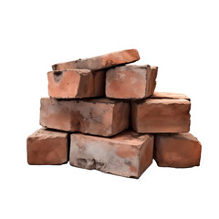 Old bricks isolated on transparent background