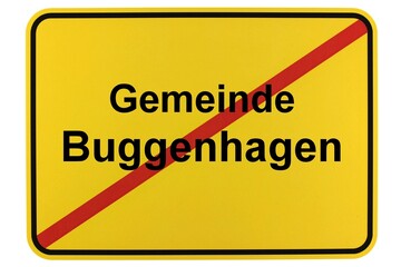Illustration eines Ortsschildes der Gemeinde Buggenhagen in Mecklenburg-Vorpommern