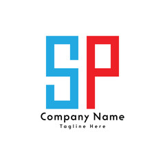 SP letter rectangle shape logo design icon