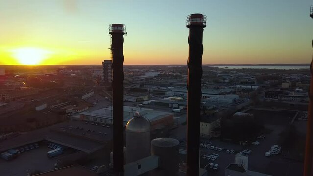 Electrical production at heat and power station in Linkoping, Sweden. Producing electricity from recycled waste
