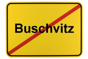 Illustration eines Ortsschildes der Gemeinde Buschvitz in Mecklenburg-Vorpommern