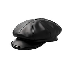 Black french hat beret isolated on transparent background