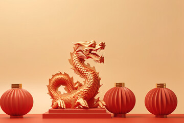 Chinese dragon on a golden background