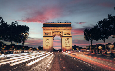 Fototapeta na wymiar Arc of Triumph during sunset Paris France 