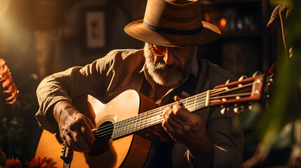 Obraz premium Playing Classical Guitar with Passion