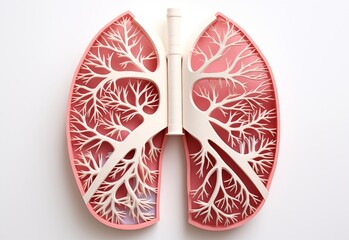 Modern Papercut Depiction of Lungs in Soothing Pastel Tones"