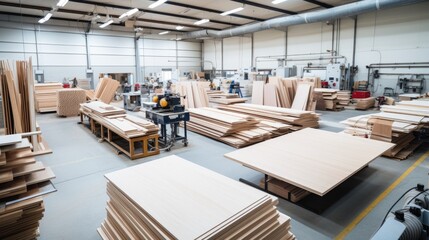 Woodworking. Shop for the production of wood products. Illustration for banner, poster, cover, brochure, advertising, marketing or presentation.