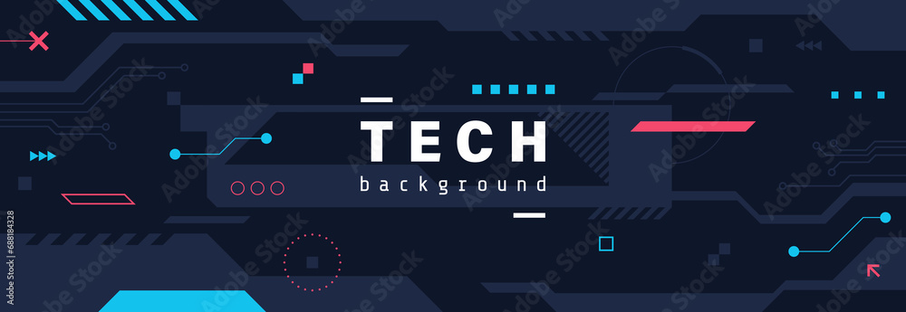 Aufkleber abstract high tech horizontal background with place for text. modern tech banner design in sci-fi st