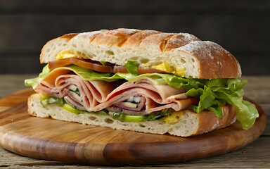 Capture the essence of Muffuletta Sandwich in a mouthwatering food photography shot Generative AI