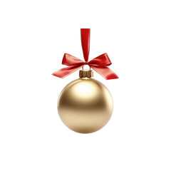 Gold Christmas ball and ribbon bow. clipart for design. Christmas elements. isolated on transparent background.