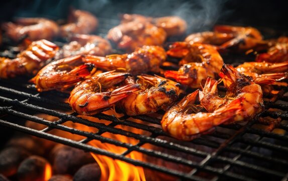 Delicious shrimp on the grill