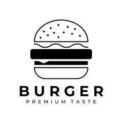 burger logo vintage vector illustration design. icon, hamburger design