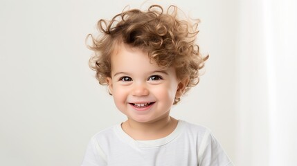Naklejka premium Portrait of happy joyful laughing beautiful little boy